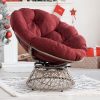 Bme Ergonomic Wicker Papasan Chair with Soft Thick Density Fabric Cushion, High Capacity Steel Frame, 360 Degree Swivel for Living, Bedroom, Reading Room, Lounge, Arctic Snow - White Base - Image 9