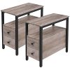 HOOBRO End Table, Set of 2, Recliner Side Table with 2 Drawers and Open Shelves, Narrow Nightstand for Small Spaces, in Living Room, Bedroom, Wood Look Accent Table, Black BK54BZP201G2 - Image 12