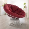 Bme Ergonomic Wicker Papasan Chair with Soft Thick Density Fabric Cushion, High Capacity Steel Frame, 360 Degree Swivel for Living, Bedroom, Reading Room, Lounge, Arctic Snow - White Base - Image 14