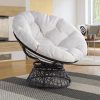 Bme Ergonomic Wicker Papasan Chair with Soft Thick Density Fabric Cushion, High Capacity Steel Frame, 360 Degree Swivel for Living, Bedroom, Reading Room, Lounge, Arctic Snow - White Base - Image 18