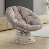 Bme Ergonomic Wicker Papasan Chair with Soft Thick Density Fabric Cushion, High Capacity Steel Frame, 360 Degree Swivel for Living, Bedroom, Reading Room, Lounge, Arctic Snow - White Base - Image 16