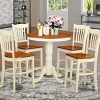 East West Furniture EDGR3-WHI-W Eden 3 Piece Kitchen Counter Set for Small Spaces Contains a Round Room Table with Pedestal and 2 Dining Chairs, 30x30 Inch, Buttermilk & Cherry - Image 8
