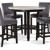 New Classic Furniture Celeste 5-Piece Faux Marble Round Counter Set with 1 Table and 4 Chairs, 42-Inch, Grey - Image 2