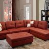 Beverly Fine Furniture Left Facing Russes Sectional Sofa Set With Ottoman, RED - Image 14