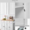 Homfa Kitchen Island Cart on Wheels, Rolling Bar Cart with Storage Cabinet, Rubber Wood Countertop, Lockable Casters, White - Image 2