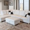 Beverly Fine Furniture Left Facing Russes Sectional Sofa Set With Ottoman, RED - Image 8