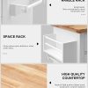 Homfa Kitchen Island Cart on Wheels, Rolling Bar Cart with Storage Cabinet, Rubber Wood Countertop, Lockable Casters, White - Image 8