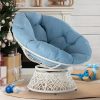 Bme Ergonomic Wicker Papasan Chair with Soft Thick Density Fabric Cushion, High Capacity Steel Frame, 360 Degree Swivel for Living, Bedroom, Reading Room, Lounge, Arctic Snow - White Base - Image 20