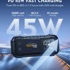 YaberAuto Car Battery Jump Starter 6000A Powerful Portable Jump Box( for All Gas/ 12L Diesel Engines)45W Fast Charging,Extended Jumper Cables,600 Lumens Light - Image 3