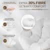 Bme Ergonomic Wicker Papasan Chair with Soft Thick Density Fabric Cushion, High Capacity Steel Frame, 360 Degree Swivel for Living, Bedroom, Reading Room, Lounge, Arctic Snow - White Base - Image 3