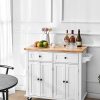 Homfa Kitchen Island Cart on Wheels, Rolling Bar Cart with Storage Cabinet, Rubber Wood Countertop, Lockable Casters, White - Image 6