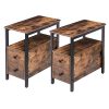 HOOBRO End Table, Set of 2, Recliner Side Table with 2 Drawers and Open Shelves, Narrow Nightstand for Small Spaces, in Living Room, Bedroom, Wood Look Accent Table, Black BK54BZP201G2 - Image 10