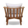Dean Outdoor Wooden Club Chair with Cushions, White and Teak Finish - Image 5