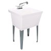 Black Utility Sink Laundry Tub With Pull Out Chrome Faucet, Sprayer Spout, Heavy Duty Slop Sinks For Washing Room, Basement, Garage or Shop, Large Free Standing Wash Station Tubs and Drainage (Black) - Image 10