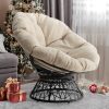 Bme Ergonomic Wicker Papasan Chair with Soft Thick Density Fabric Cushion, High Capacity Steel Frame, 360 Degree Swivel for Living, Bedroom, Reading Room, Lounge, Arctic Snow - White Base - Image 21