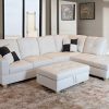Beverly Fine Furniture Left Facing Russes Sectional Sofa Set With Ottoman, RED - Image 9