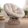 Bme Ergonomic Wicker Papasan Chair with Soft Thick Density Fabric Cushion, High Capacity Steel Frame, 360 Degree Swivel for Living, Bedroom, Reading Room, Lounge, Arctic Snow - White Base - Image 15