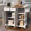 HOMREST Kitchen Island on Wheels, Kitchen Cart with Cabinet & 3 Layer Shelves, Wood Countertop Mobile Storage Islands with Spice Rack, Lockable Wheels, Drawer and Two Doors, Wine Glass Holder - Image 11