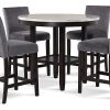New Classic Furniture Celeste 5-Piece Faux Marble Round Counter Set with 1 Table and 4 Chairs, 42-Inch, Grey - Image 3