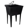 Black Utility Sink Laundry Tub With Pull Out Chrome Faucet, Sprayer Spout, Heavy Duty Slop Sinks For Washing Room, Basement, Garage or Shop, Large Free Standing Wash Station Tubs and Drainage (Black) - Image 11
