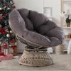 Bme Ergonomic Wicker Papasan Chair with Soft Thick Density Fabric Cushion, High Capacity Steel Frame, 360 Degree Swivel for Living, Bedroom, Reading Room, Lounge, Arctic Snow - White Base - Image 13