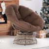 Bme Ergonomic Wicker Papasan Chair with Soft Thick Density Fabric Cushion, High Capacity Steel Frame, 360 Degree Swivel for Living, Bedroom, Reading Room, Lounge, Arctic Snow - White Base - Image 8