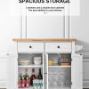 Homfa Kitchen Island Cart on Wheels, Rolling Bar Cart with Storage Cabinet, Rubber Wood Countertop, Lockable Casters, White - Image 5