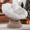 Bme Ergonomic Wicker Papasan Chair with Soft Thick Density Fabric Cushion, High Capacity Steel Frame, 360 Degree Swivel for Living, Bedroom, Reading Room, Lounge, Arctic Snow - White Base - Image 25