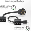 Lectron Level 1 / Level 2 Portable J1772 EV Charger (12 Amp / 32 Amp) with Dual Charging Plugs (NEMA 5-15 & 14-50) - Compatible with All J1772 EVs (White) - Image 2