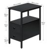 HOOBRO End Table, Set of 2, Recliner Side Table with 2 Drawers and Open Shelves, Narrow Nightstand for Small Spaces, in Living Room, Bedroom, Wood Look Accent Table, Black BK54BZP201G2 - Image 3