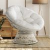 Bme Ergonomic Wicker Papasan Chair with Soft Thick Density Fabric Cushion, High Capacity Steel Frame, 360 Degree Swivel for Living, Bedroom, Reading Room, Lounge, Arctic Snow - White Base - Image 12