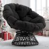 Bme Ergonomic Wicker Papasan Chair with Soft Thick Density Fabric Cushion, High Capacity Steel Frame, 360 Degree Swivel for Living, Bedroom, Reading Room, Lounge, Arctic Snow - White Base - Image 19