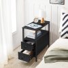 HOOBRO End Table, Set of 2, Recliner Side Table with 2 Drawers and Open Shelves, Narrow Nightstand for Small Spaces, in Living Room, Bedroom, Wood Look Accent Table, Black BK54BZP201G2 - Image 9