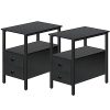 HOOBRO End Table, Set of 2, Recliner Side Table with 2 Drawers and Open Shelves, Narrow Nightstand for Small Spaces, in Living Room, Bedroom, Wood Look Accent Table, Black BK54BZP201G2 - Image 11