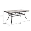 Better Homes & Gardens Newport Outdoor Ceramic Tile Top Rectangular Dining Table with Umbrella Hole, Gray Tabletop, Black Frame Finish, Seats 6 - Image 8