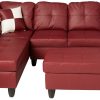 Beverly Fine Furniture Left Facing Russes Sectional Sofa Set With Ottoman, RED - Image 4