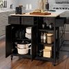 HOMREST Kitchen Island on Wheels, Kitchen Cart with Cabinet & 3 Layer Shelves, Wood Countertop Mobile Storage Islands with Spice Rack, Lockable Wheels, Drawer and Two Doors, Wine Glass Holder - Image 10