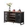 Zarler Sideboard Buffet Cabinet with Power Outlet and Light, LED Wine Cabinet for Liquor and Glasses, 47" Kitchen Storage Cabinet for Living Room(Dark Grey) - Image 11