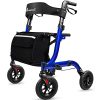 Henmnii Rollator Walker for Seniors, Lightweight Foldable All Terrain Rolling Walker with seat, Aluminum Walkers with 8 inch Rubber Wheels, Handles and Backrest for Seniors and Adult - Image 9