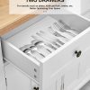 Homfa Kitchen Island Cart on Wheels, Rolling Bar Cart with Storage Cabinet, Rubber Wood Countertop, Lockable Casters, White - Image 7