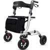 Henmnii Rollator Walker for Seniors, Lightweight Foldable All Terrain Rolling Walker with seat, Aluminum Walkers with 8 inch Rubber Wheels, Handles and Backrest for Seniors and Adult - Image 8